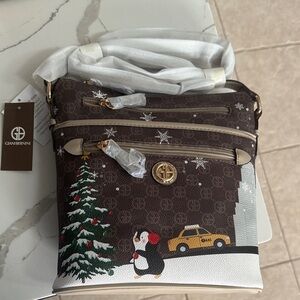 Giani Bernini Brown Crossbody Bag with Winter Scene